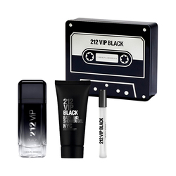 Kit Perfume Masculino Carolina Herrera 212 Vip Black 100ml EDP + Shower Gel 100ml + Vip Black 10ml