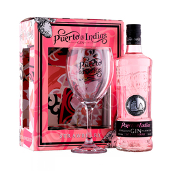 Kit Gin Puerto De Indias Strawberry 700ml + 1 Copa