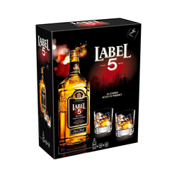 Whisky Label 5 Сlassic Black 700ml + 2 vasos
