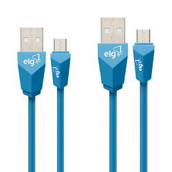 Kit de Cables Micro USB Elg CMB512BE 1 Metro + 2 Metros Azul