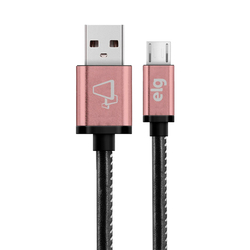 Cable Micro USB Elg SKN510BK con Tejido Natural 1 metro Negro y Rosa