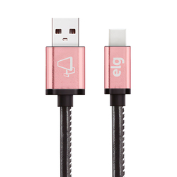 Cable USB Tipo-C Elg SKNC10BK con Tejido Natural 1 metro Negro y Rosa
