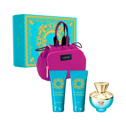 Kit Perfume Versace Dylan Turquoise 100ml EDT + Locin 100ml + Gel de Ducha 100ml + Neceser